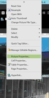 picture properties menu