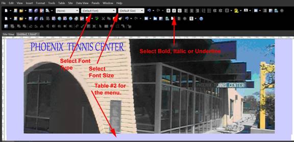 Table two and fonts