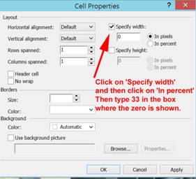 specify cell width