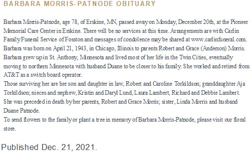 Barbara Morris Obituary