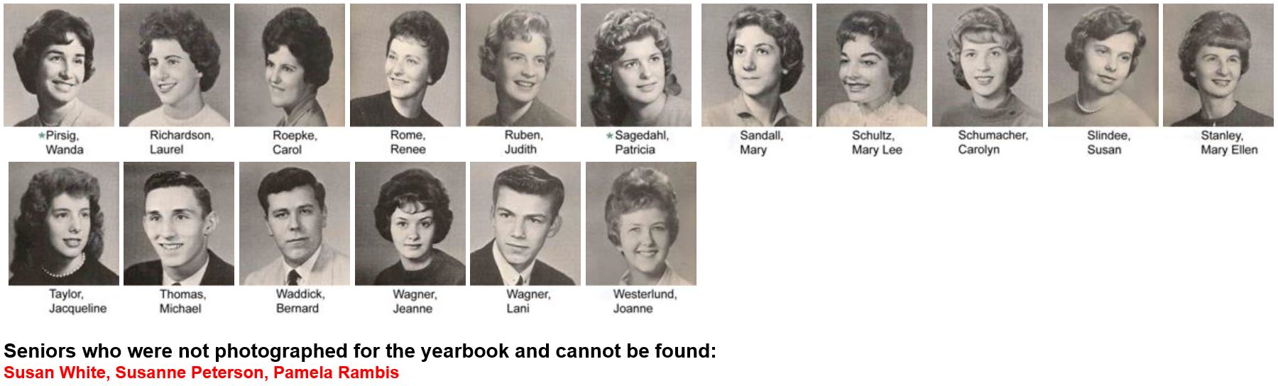 Missing Marshallites from class of 1961